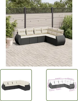 Produktbild von The Living Store 6-tlg. Garten-Sofagarnitur mit Kissen Schwarz Poly Rattan