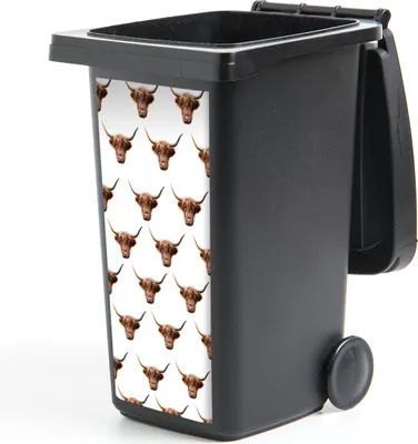 Produktbild von MuchoWow® Mülltonnenaufkleber Schottischer Highlander - Kuh - Muster 44x98 cm - Containeraufkleber - Aufkleber - Mülltonnen-Aufkleber