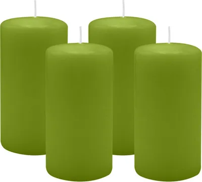 Produktbild von 4er Set Adventskranzkerzen Limonegrün Ø 60 x 100 mm