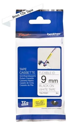 Produktbild von Brother TZE-FX221, Schwarz auf weiss, TZe, Schwarz, Wärmeübertragung, Philippinen, 5 Jahr(e)