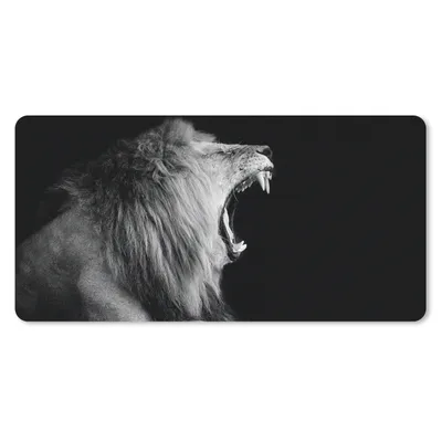 Produktbild von MuchoWow® Mauspad Mousepad Löwe - Wildtiere - Gras - Schwarz - Weiß 60x30 cm - Mousepads - Maus Mat - Pad - Mausunterlage - Nachhaltig