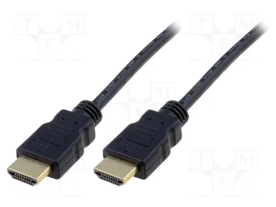 Image de 1 câble HDMI de 3 mètres, connecteurs HDMI 1.4 noir, compatible HDMI et DVI, modèle AK-330114-030-S