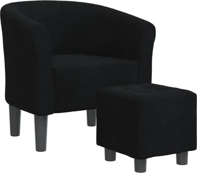 Imagen del producto de Sillón reclinable con reposapiés, color negro, tapizado en tela