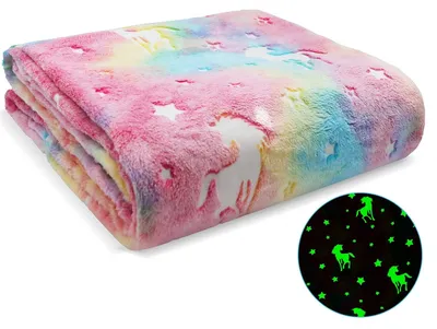 Immagine prodotto di Coperta luminosa al buio a forma di unicorno per bambini