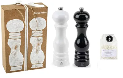 Produktbild von Peugeot Set Paris Pfeffermühle und Salzmühle schwarz weiß 22 cm u-select Dekomiro Geschenkset mit 100 gr. Salz