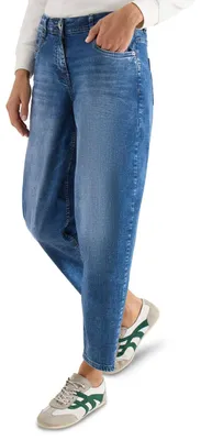 Productafbeelding van Cecil high-waist broek met wijde pijpen, losse pasvorm, mid-blue wassing, maat 29