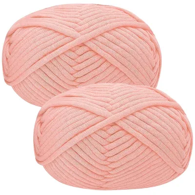 Image de Fil à tricoter en mélange coton-nylon, 2 pelotes de 50g, couleur rose bébé, fil épais