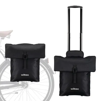 Image de Sac de porte-bagages Wiltec pour vélo, noir, 30 x 15 x 39 cm, avec une capacité de 28 litres : sac de vélo et trolley tout-en-un