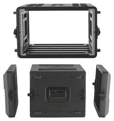 Zdjęcie produktu dla Walizka rackowa VEVOR 6U o głębokości 39 cm, walizka rackowa o głębokości wewnętrznej 35 cm, walizka transportowa do montażu w szafie rackowej z przegrodą na mikrofon, konstrukcja z polietylenu, wpuszczane zamki, przeznaczona do wzmacniaczy, procesorów i kontrolerów