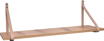 Produktbild von ABRATO® Wandregal Eiche Evoke 100x25x1,8 cm Schweberegal mit Ledergurten Aufhängung Beige