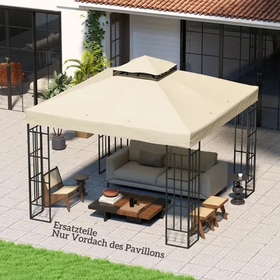 Produktbild von Pavillon Ersatzdach 3x3 m, Ersatzplane zweistufig 600D Oxford Polyester UPF30+, Cremeweiß | 300x300 cm | 5 kg | Wasserablauf-Öffnungen