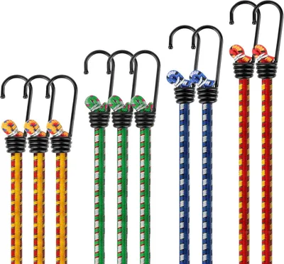 Imagen del producto de Elásticos con gancho, 10 unidades, de 40 a 100 cm, expansores para sujetar equipaje