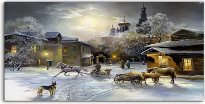 Produktbild von Coloray Acrylbild 140x70  Wandbild Acrylbilder Stadt bei Nacht Ländliche Landschaft