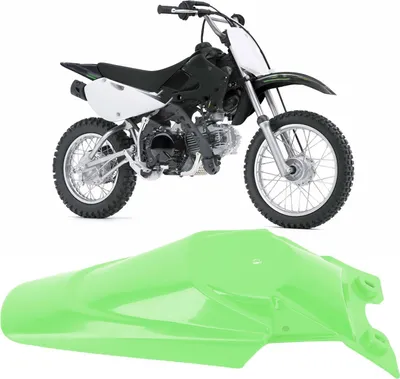 Productafbeelding van Achterspatbord voor motorfiets, beschermend, van kunststof, vervanging voor KLX 110 KX65, geschikt voor motorcross, dirt bike en pit bike, kleur: groen
