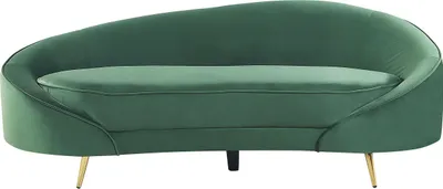 Produktbild von BELIANI Sofa Grün Samtstoff 2-Sitzer Oval Gebogen Dicke Polsterung mit Metallfüßen Gold Freistehend Retro Glamourös für Wohnzimmer Salon Flur Diele