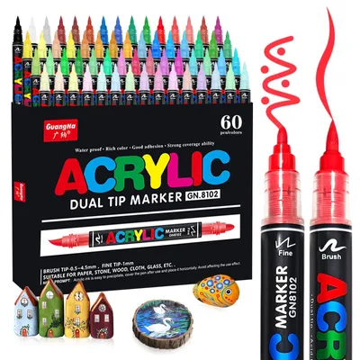 Produktbild von Solidchoice – Set mit 60 doppelseitigen Acrylmarkern für verschiedene Oberflächen