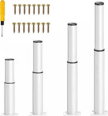 Productafbeelding van Verstelbare Metalen Meubelpoten Set van 4 - Hoogte 72-120 cm - Wit