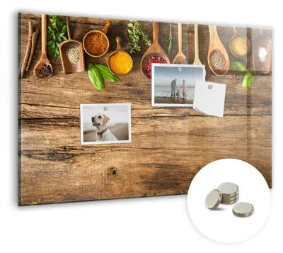 Produktbild von Dekorative Magnettafel 60x40 cm - Magnetwand - für Fotos, Karten und Notizen - Fotowand - Memoboard - Magnetpinnwand - Wanddekoration - Löffelweise Gewürze