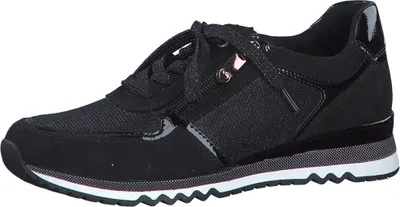 Produktbild von MARCO TOZZI Damen Sneaker Halbschuh Schnürer Glitzer Reißverschluss 2-23749-41, Größe:42 EU, Farbe:Schwarz