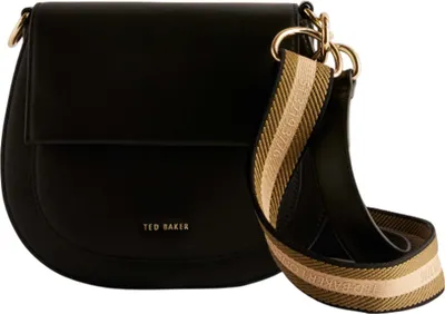 Produktbild von Ted Baker Leder Umhängetasche Schultertasche Darcell Branded Webbing Satchel Cross Body Jet - Black schwarz