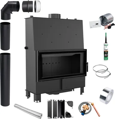 Produktbild von Wasser Kamin Einsatz KRATKI LUCY 20kW Ø200 schwarz Montage Set