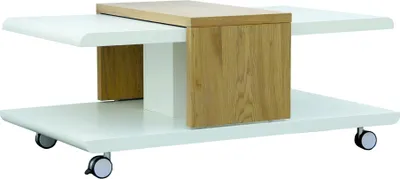 Image de Table basse Jolac + 4 roulettes blanc chêne sauvageReproduction salon table d'appoint