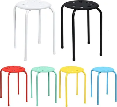 Produktbild von 6er Set Stapelhocker 44,5 cm hoch, Bunt Büro Esszimmerhocker stapelbare Metallhocker, Hocker für Zuhause