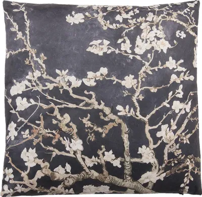 Produktbild von Clayre & Eef Dekokissen 45x45 cm Schwarz Rosa Synthetisch Blütenzweige