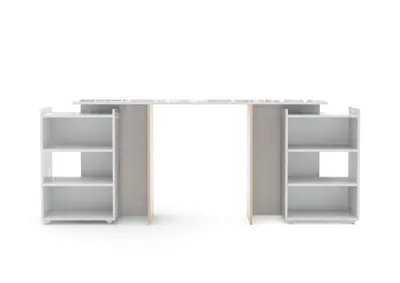 Produktbild von Nada Kopfende 160 cm mit 4 Ablagen weiss hochglanz.