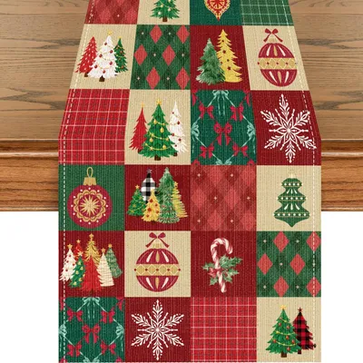 Obrázek produktu pro Běžící ubrus na vánoční stůl, červený, s vánočním motivem, rozměry 40x180 cm