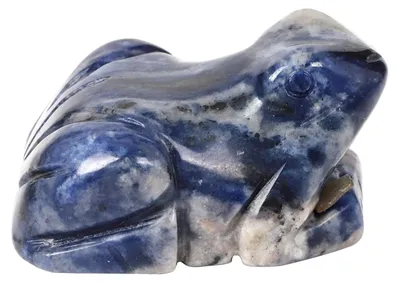 Sodaliet Kikkerfigur, handgesneden Kristall, 3,8 cm, Deko