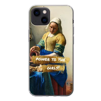 Produktbild von MuchoWow® Handyhülle Schutzhülle Hülle für iPhone 13 mini Milchmädchen - Gold - Zitate - Gemälde - Alte Meister Silikon Softcase Handy Hülle - Softcase