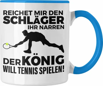 Produktbild von Trendation - Tennis Tasse Geschenk Tennisspieler Geschenkidee Spruch Coach Trainer Mann Männer (Blau)