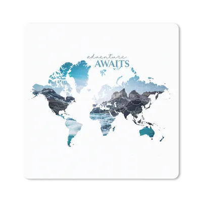 Produktbild von MuchoWow® Mauspad Mousepad Weltkarte - Sprichwörter - Abenteuer 30x30 cm - Mousepads - Maus Mat - Pad - Mausunterlage - Gaming