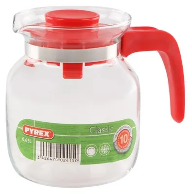 Obrázok produktu pre Univerzálna kanvica Pyrex z borosilikátového skla, 0,65 l, červená