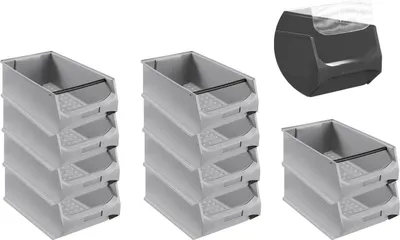 Produktbild von SparSet 10x Graue Sichtlagerbox 5.1 mit Griffstange & Abdeckung | HxBxT 20x30x50cm | 21,8 Liter | Sichtlagerbehälter, Sichtlagerkasten, Sichtlagerkastensortiment, Sortierbehälter