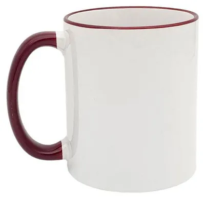 Produktbild von Plottermarie Sublimationsrohlinge Sublimations-Tassen für personalisierte Geschenkideen – Sublimationsrohlinge, Fotogeschenke, Personalisierung & DIY Keramiktasse mit farbigem Rand und Henkel, 11oz Burgundy 2er Set