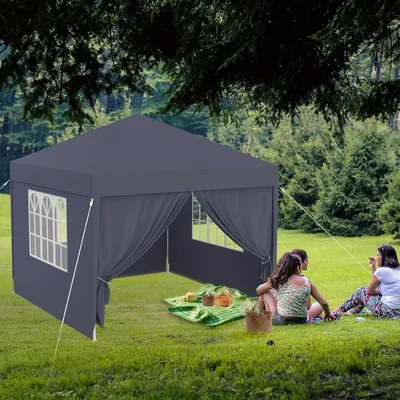 Obrázok produktu pre Veľký párty stan - záhradný stan a pavilón - 3x9 m - Vodotesný - UV ochrana - 4 bočné panely - antracitová farba