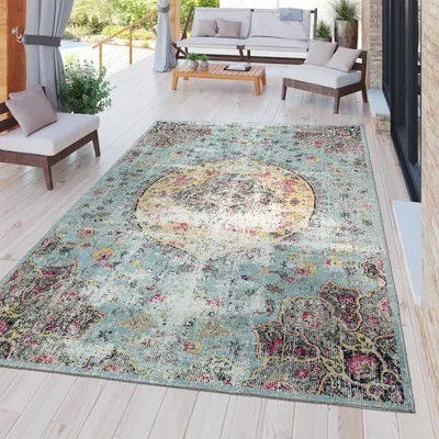 Produktbild von TT Home Moderner Outdoor Teppich Wetterfest für Innen & Außenbereich Boho Style In Multifarben Größe 120x170 cm