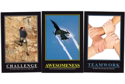 Produktbild von Motivational Büro Set 1 - Poster 3er Set - Teamwork Challenge Awesomeness  + 1 Packung tesa Powerstrips® - Inhalt 20 Stück