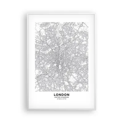 Produktbild von Gerahmtes Poster - Weißer Rahmen - Stadt Karte London - 70x100 cm - Wand Bild - Wanddeko - Wandbilder - Kunstposter - Wandposter - Bilderrahmen - Bilder - Kunstdruck - P2WPA70x100-4680