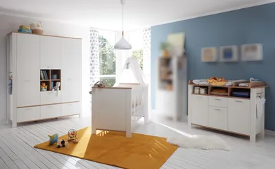 Produktbild von Babyzimmer SET 3 teilig Nachbildung Asteiche Weiß matt Komplettset XL
