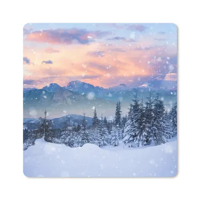 Produktbild von MuchoWow® Mauspad Mousepad Schnee - Himmel - Wald - Winter 20x20 cm - Mousepads - Maus Mat - Pad - Mausunterlage - Desk Mat - Bureauartikeln