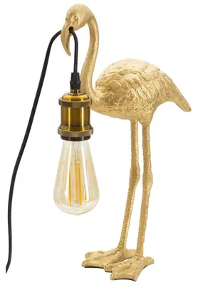 Produktbild von Kleine Flamingo Tischleuchte aus goldfarbenem Kunstharz