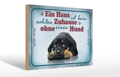 Produktbild von Holzschild Spruch 30x20cm kein echtes Zuhause ohne Hund