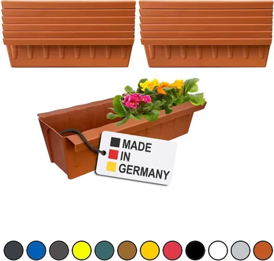 Image de Hossi's Wholesale 12 inserts de jardinières pour palettes Euro | avec système de suspension à accrocher | 37,3cm terre cuite | jardinière pour palette Euro | jardinière de balcon | pot de fleurs | extrêmement stable