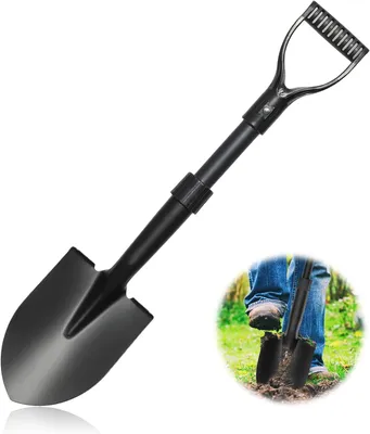 Productafbeelding van 28 inch schoppen om zwaar te graven, kleine schop met D-handvat, puntige schop voor kamperen, randen, strandzand