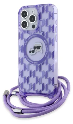 Produktbild von Karl Lagerfeld KLHMP15LHCKCKLCU iPhone 15 Pro 6.1" lila hardcase IML Crossbody Monogram Karl & Choupette Head MagSafe Schutzhlle