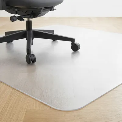Immagine prodotto di Tappetino protettivo per pavimenti Relaxdays per sedia da ufficio, 90 x 90 cm, in PVC, per pavimenti in laminato, parquet e piastrelle, antiscivolo, trasparente