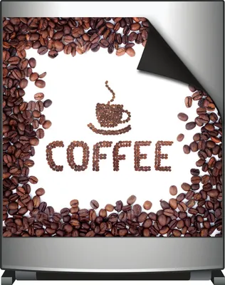 Produktbild von Wallario Magnet für Kühlschrank / Geschirrspüler, magnetisch haftende Folie - 60 x 60 cm, Motiv: Kaffee Schrift aus Kaffeebohnen